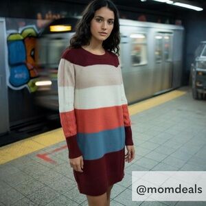 LulaRoe Lauren Sweater Dress Cable Knit Cozy Soft in XS (Fits 2-4) Tan Teal Fall